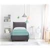 EVERGREENWEB MATERASSI & BEDS EVERGREENWEB Letto Singolo con Contenitore 80x195 cm, Elegante Struttura Letto Imbottita per Adulti e Ragazzi, Rete a doghe in Legno Inclusa, Moderna Testiera Rivestimento SFODERABILE Grigio Scuro