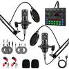 TECKZOON BM800 Podcast - Set completo per 2, microfono da studio con funzione renale, interfaccia audio e mixer DJ, ideale per streaming live e cantare, TikTok & YouTube