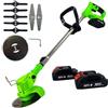 Generico Decespugliatore a Batteria 21V Tagliabordi a Batteria, Tagliaerba Elettrico con 2 Batterie e 3 Tipi di Lame, Decespugliatore da Giardino Altezza Regolabile 90-120 cm per Prati, Arbusti