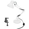 EDO Retrò Lampada da Tavolo con Pinza, Lampada da Scrivania Vintage a E27 Bianco PIXI, Illuminazione da Comodino Luce Orientabile con Braccio Oscillante di 50 cm, per Unghie, Casa o Ufficio, Lettura