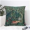 Dripglw William Forest Animals Lepri Blu Verde Rosso Floreale 11 Morris Federa per Cuscino Estetico 40 x 45 cm Federa Decorativa Camera da Letto Decorazione Casa Soggiorno Cuscino Letto Divano Divano