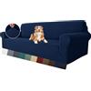 MAXIJIN Fodera per divano super elasticizzata per divano a 4 posti, fodere per divani extra large Jacquard Pet Dog Furniture Protector Fodera per divano aderente (4 posto, Blu Navy)