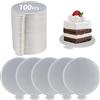 HONZUEN 100 Pezzi Mini Vassoi per Torte Rotondi, Tavole Rotonde per Mousse, USA e Getta Basi di Cartone per Torta, Cake Dessert Display Vassoio per Nozze Compleanno Partito(circa 8 cm) (d'argento)