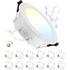 Grebeam 12 Pezzo Faretti LED da Incasso per Cartongesso Dimmerabili 9W, Fari da Soffitto, Regolabile Bianco Caldo/Bianco Neutro/Bianco Freddo, IP44 Fari Incassati LED per Bagno, Ø95-105mm Foro