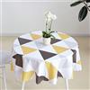 meioro Tovaglie Rotonda Tovaglia in Cancellabile PVC Copritavolo Impermeabile Antimacchia Tovaglie Semplice Griglia a Triangolo Stile Nordico Adatto Per La Festa Decorazione (giallo, Rotondo 140 cm)