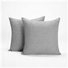 Deconovo Fodere Cuscini Divano Quadrate Copricuscino in Lino Decorative Moderno con Cerniera Invisibile Set di 2, 45x45cm, Grigio