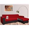 Tata Home Copridivano 3 Posti con Penisola Copridivano con Braccioli Penisola Destra Sinistra Salvadivano Antimacchia Idrorepellente Telo divano Trapuntato Reversibile Colore Bordeaux