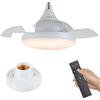 Kouamor Ventilatori da soffitto E27 da 40 cm, con luci e telecomando, 4 velocità, temperatura regolabile, 2400 lm, 3000-6500 K, ventilatore da soffitto silenzioso con 3 pale invisibili, per camera da letto