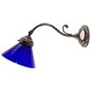 fd-bolletta arredamento e illuminazione applique da parete interni,lampada ottone,applique vintage,lluminazione per interni,paralume vetro blu am37 Misure:Sporgenza 37cm,Ø vetro 15cm,Ø base 9,5cm