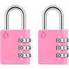 ZARKER XD35 Lucchetto con combinazione a 3 cifre piccolo e resistente per valigia, armadietto, palestra, cancello, capannone, cassetta degli attrezzi, porta con codice - Rosa 2 confezioni