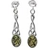 SilverAmber Jewellery Noda 8007 - Orecchini pendenti in vera ambra baltica ovale e argento sterling 925, 8x6 mm, Carta Argento sterling Ambra, Ambra