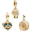 H.ZHENYUE Ciondolo in Argento Sterling 925 Charm Bead Heart Snowflake Globe Astrolabe con Zirconia,3 confezioni Compatibile Bracciale Collane Europei,festa della mamma,compleanno,regalo Natale ragazze