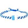 Italyanissimo Bracciale per tifosi in macramè e Argento 925 rodiato oro bianco con smalti. Bianco azzurro stile napoli.. (Taglia L) 22-23 - 24 cm