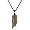 COAI Collana da Uomo in Acciaio Inossidiabile Nero con Pendente Dente di Lupo/Punta di Freccia in Ossidiana Oro, Collana Ossidiana Dorata da Uomo