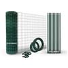 Italfence - Kit completo per recinzione plastificata: Rete metallica elettrosaldata (Ø2,30mm, 150cm, 25m), 10 x Pali a T (30x30x3mm, 175cm), Filo di ferro e Tendifili