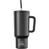 CCN Borraccia con Cannuccia, tazza termica da 1,2 l, mantiene il calore per 10 ore e si raffredda per 34 ore, thermos senza BPA, bicchiere in acciaio inox con cannuccia, impermeabile al 100%, Nero