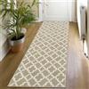 SHACOS Tappeto corridoio beige 60 x 180 cm antiscivolo lavabile moderno geometrico per cucina, soggiorno, camera da letto, ingresso