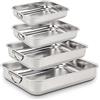 ROSSETTO Set di 4 Teglie da Forno in Acciaio Inox con manici Lasagnera Rostiera Rettangolare