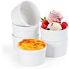 FoiiLiio 6x stampi per soufflé,200 ml Pirottini in Ceramica,Mini Ciotole in Porcellana per Creme Brulè,ciotole in ceramica per creme brulee,Resistenti al Forno,Bianco,Rotondo