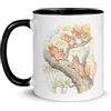 Chatcripant Tazza di pietra coniglio Bétrix Potter Madame Piquedru Blanchiseuse Petitgris Scoiattolo nocciola tazza tè caffè bambino illustrazione disegno Pasqua regalo fantasia natura animali (nocciola lo