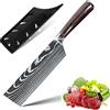 ZENG Set di Coltelli da Chef Pezzi, Coltelli da Cucina Tedeschi Affilati Professionali in Acciaio Inossidabile con Manici Ergonomici in Pakkawood (18cm Coltello Nakiri)