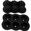 OUKENS Vassoio per cubetti di ghiaccio, Ghiaccio Stampo, Grande Stampi per Ghiaccio in silicone a 6 cavità con coperchi, forma di cubetti di ghiaccio a rilascio facile per cocktail freddi, whisky(Nero)