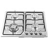 Konfiur Fornello a Gas a 4 Fuochi, Piano Cottura a Incasso in Acciaio Inox, 4 Ugelli, per Gas Naturale e Propano, Famiglie o Ristoranti, Campeggio, 58 x 50 cm, Argento