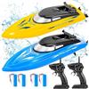 ThinkMax 2PACK RC Barca, barche telecomandate per bambini e adulti, 10 km/h 2.4G ad alta velocità telecomando barca, barche RC veloci per piscine e laghi con 4 batterie ricaricabili