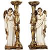 DRW Set 2 candelabri angioletti in resina dipinti a mano 9x6x24 cm