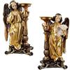DRW Set 2 candelabri angioletti in resina dipinti a mano 17x12x32 cm