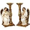 DRW Set 2 candelabri angeliti in resina dipinti a mano 10 x 9 x 20 cm