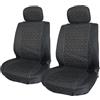 Rebeca Shop Coprisedili per Auto Universali, Coppia Anteriore, tessuto Deluxe Gabardine, universali, adatti a tutte le tipologie di sedili auto (Nero con rigo Grigio, Poggiatesta Fisso o Removibile)