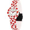 HIP HOP, Collezione Happy Love, Orologio Donna, con Cinturino in Silicone Intercambiabile, Pratica Chiusura, Lunetta Bianca, Numeri Neri, Cassa 32 mm, Movimento al Quarzo, Bianco con Cuoricini Rossi