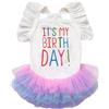 Yaopelky Abito per cani "È il mio compleanno" Abito per cani piccoli Abiti tutù per cagnoline Abiti senza maniche con volant per cuccioli Gonna in tulle e pizzo,Bianco,XS(1.8-3kg)