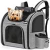 Pecute Zaino per cani e gatti, zaino per piccoli animali domestici, zaino portatile traspirante con apertura frontale e tasche a rete, spazio arioso per il trasporto di cuccioli di cani e gatti