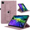 TEDTIKJT Cover per iPad air 13 2024/iPad Pro 12.9 Pollice (6th/5th/4th/3rd Generazione 2022/2021/2020/2018) Custodia Pelle PU 360 Ruotabile Flip Tablet Protettiva Cover, Oro Rosa Albero