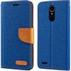 Shantime Custodia Flip in Tessuto Oxford e Pelle PU Compatibile con LG K10 2017, Cover Protettiva con Chiusura Magnetica e Tasche per Carte