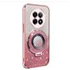 BLOTECH Cover Brillantini per Realme 12 5G Bling Custodia in Silicone 360 rotazione finger grip glitter e supporto anello Morbido TPU Shockproof Coperture Bumper Gel Soft Custodia,Oro rosa