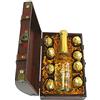 MostroMania Scrigno del Tesoro con Bottiglia di Spumante e Cioccolatini Ferrero Rocher, Scaglie d'Oro 23 Carati, Idea Regalo Romantica per Innamorati