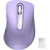 memzuoix Mouse Wireless 2.4GHz, Mouse Ottico Portatile 1400 DPI con Mini Ricevitore USB, 5 Tasti e Funzionamento a Batterie per Laptop, Desktop, MacBook - Lilla