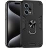 ILING Cover per Xiaomi Redmi Note 12 Pro 5G / POCO X5 Pro 5G, Militare Custodia con Stand Supporto Magnetico Anello a 360° [Supporto Magnetico] Opaca Silicone PC + TPU Bumper Antiurto Case (Nero)