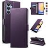 Yunubeyii Cover Libro per Samsung Galaxy A25 5G - [Blocco RFID] Luxury PU Leather Portafoglio Card Holder Magnetic Phone Custodia con Kickstand, Cover Protettiva Antiurto, Viola
