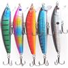 Qtuie 5Pcs Pesca Popper Esche Artificiali Spinning Mare Bass Hard Esche Minnow Lures 3D Occhi Popper, Esca Pesca in Mare e Acqua Dolce in Scatola Organizer
