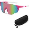 XFSRG Occhiali Ciclismo Uomo Donna Occhiali Veloci Running Sole Sportivi UV400 per Ciclismo Motociclismo Corsa Sci Alpinismo Pesca（Rosa）