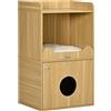 PawHut Scatola per Gatti, Casa di Toilette per Gatto, mobile lettiera Gatto, Armadio di stoccaggio per Gatti, 3 livelli, scomparto chiuso da una porta, 1 cuscino, 60 x 45 x 103 cm