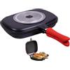 Meridiana® Padella Fornetto Doppia Griglia INDUZIONE 30x24cm Bistecchiera Piastra Double Grill in Pietra Antiaderente corpi separabili Antiaderente effetto pietra chiusura ermetica girafrittata (30CM)