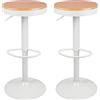 LANTUS Set di sgabello da bar rotondo in legno, regolabile in altezza, poggiapiedi girevole a 360°, adatto per bar, bistrot, caffè, cucina (bianco puro-2 pezzi)