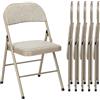 HOMCOM Set di 6 sedie pieghevoli sedie da pranzo portatili sedia pieghevole da interno con cuscino in lino e struttura in acciaio dim. 45L x 46D x 78H cm beige
