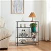 [en.casa] Tavolo a Consolle Scaffale Basso a 5 Piani di Appoggio Tavolo Stretto Multiuso da Ingresso Corridoio 65,5 x 60 x 20 cm Metallo Nero