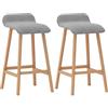 HOMCOM Sgabelli da bar in stile scandinavo - Set di 2 sgabelli da bar con poggiapiedi - Legno di abete Tessuto poliestere grigio effetto lino